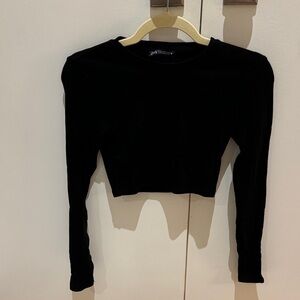 Zara Black Long Sleeve Crop Top